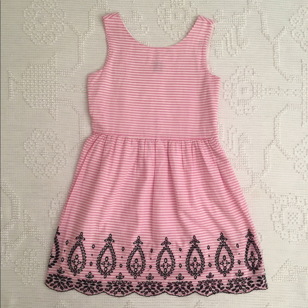 GAP Kids pink striped dress with eyelet detail